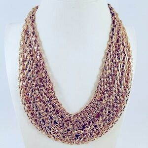 Vintage Kenneth Lane KJL Signed Gold Multistrand Chain Necklace 22” Statement